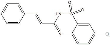 7-Chloro-3-[(E)-2-phenylethenyl]-2H-1,2,4-benzothiadiazine 1,1-dioxide 结构式