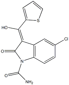 5-Chloro-2,3-dihydro-3-[hydroxy(2-thienyl)methylene]-2-oxo-1H-indole-1-carboxamide 结构式