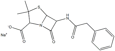 6-(Benzylcarbonylamino)-7-oxo-3,3-dimethyl-1-aza-4-thiabicyclo[3.2.0]heptane-2-carboxylic acid sodium salt 结构式