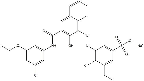 4-Chloro-3-ethyl-5-[[3-[[(3-chloro-5-ethoxyphenyl)amino]carbonyl]-2-hydroxy-1-naphtyl]azo]benzenesulfonic acid sodium salt 结构式