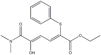 6-Dimethylamino-5-hydroxy-6-oxo-2-phenylthio-2,4-hexadienoic acid ethyl ester 结构式