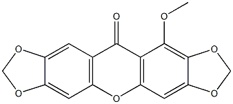 10-Methoxy-11H-bis[1,3]dioxolo[4,5-b:4',5'-i]xanthen-11-one 结构式