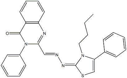 3-(Phenyl)-2-[2-[(2,3-dihydro-3-butyl-4-phenylthiazole)-2-ylidene]hydrazonomethyl]quinazoline-4(3H)-one 结构式