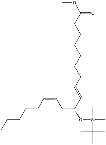 (8E,10R,12Z)-10-(tert-Butyldimethylsilyloxy)-8,12-octadecadienoic acid methyl ester 结构式