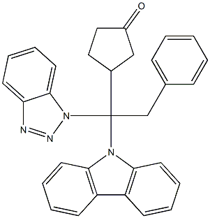 3-[2-Phenyl-1-(1H-benzotriazol-1-yl)-1-(9H-carbazol-9-yl)ethyl]cyclopentan-1-one 结构式