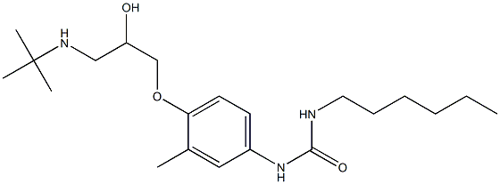 1-Hexyl-3-[3-methyl-4-[2-hydroxy-3-[tert-butylamino]propoxy]phenyl]urea 结构式