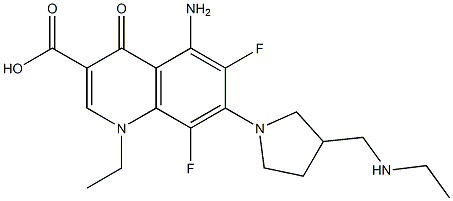 5-Amino-1-ethyl-6,8-difluoro-1,4-dihydro-4-oxo-7-[3-(ethylaminomethyl)-1-pyrrolidinyl]quinoline-3-carboxylic acid 结构式
