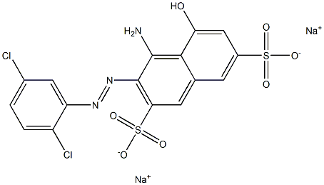 4-Amino-3-(2,5-dichlorophenylazo)-5-hydroxy-2,7-naphthalenedisulfonic acid disodium salt 结构式