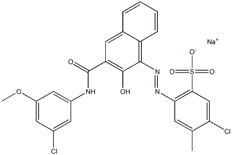 3-Chloro-4-methyl-6-[[3-[[(3-chloro-5-methoxyphenyl)amino]carbonyl]-2-hydroxy-1-naphtyl]azo]benzenesulfonic acid sodium salt 结构式