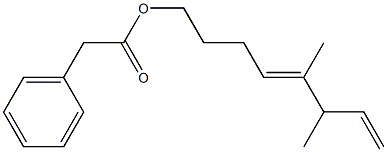 Phenylacetic acid 5,6-dimethyl-4,7-octadienyl ester 结构式