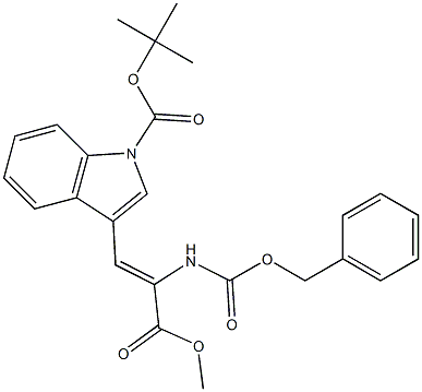 (Z)-2-[(Benzyloxycarbonyl)amino]-3-[1-[(tert-butyloxy)carbonyl]-1H-indol-3-yl]propenoic acid methyl ester 结构式