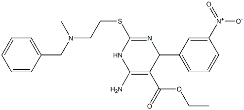 6-Amino-1,4-dihydro-2-[2-(benzylmethylamino)ethylthio]-4-(3-nitrophenyl)pyrimidine-5-carboxylic acid ethyl ester 结构式