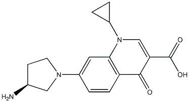 1-Cyclopropyl-7-[(3S)-3-amino-1-pyrrolidinyl]-1,4-dihydro-4-oxoquinoline-3-carboxylic acid 结构式