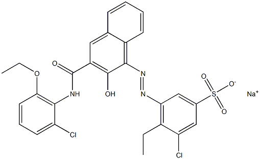 3-Chloro-4-ethyl-5-[[3-[[(2-chloro-6-ethoxyphenyl)amino]carbonyl]-2-hydroxy-1-naphtyl]azo]benzenesulfonic acid sodium salt 结构式