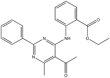 2-[(5-Acetyl-2-phenyl-6-methylpyrimidin-4-yl)amino]benzoic acid ethyl ester 结构式