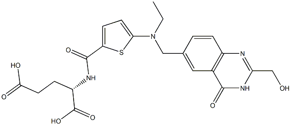 (2S)-2-[5-[N-Ethyl-N-[[(3,4-dihydro-2-hydroxymethyl-4-oxoquinazolin)-6-yl]methyl]amino]-2-thienylcarbonylamino]glutaric acid 结构式