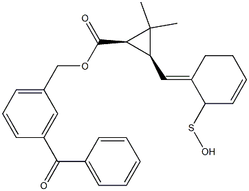 (1R,3S)-2,2-Dimethyl-3-[[(3E)-2,3,4,5-tetrahydro-2-oxothiophen]-3-ylidenemethyl]cyclopropane-1-carboxylic acid-3-benzoylbenzyl ester 结构式