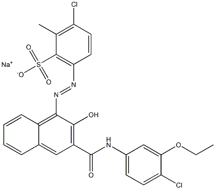 3-Chloro-2-methyl-6-[[3-[[(4-chloro-3-ethoxyphenyl)amino]carbonyl]-2-hydroxy-1-naphtyl]azo]benzenesulfonic acid sodium salt 结构式