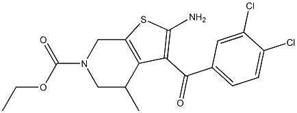 2-Amino-3-(3,4-dichlorobenzoyl)-4,5,6,7-tetrahydro-4-methyl-6-ethoxycarbonylthieno[2,3-c]pyridine 结构式