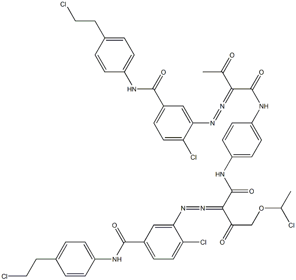 3,3'-[2-[(1-Chloroethyl)oxy]-1,4-phenylenebis[iminocarbonyl(acetylmethylene)azo]]bis[N-[4-(2-chloroethyl)phenyl]-4-chlorobenzamide] 结构式