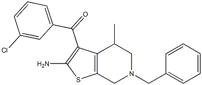 2-Amino-3-(3-chlorobenzoyl)-4,5,6,7-tetrahydro-4-methyl-6-benzylthieno[2,3-c]pyridine 结构式