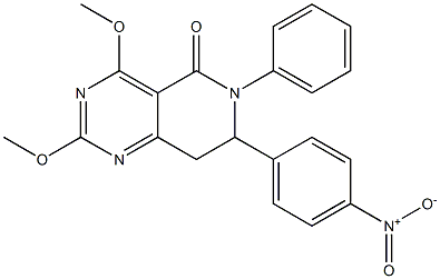 7,8-Dihydro-2,4-dimethoxy-6-phenyl-7-(4-nitrophenyl)pyrido[4,3-d]pyrimidin-5(6H)-one 结构式