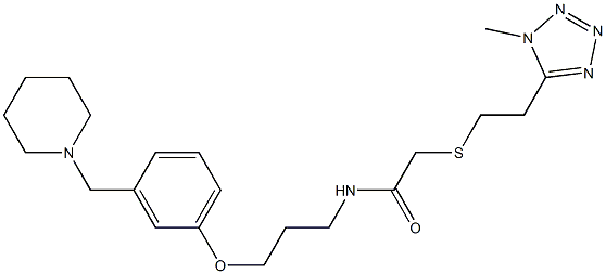 N-[3-[3-(Piperidinomethyl)phenoxy]propyl]-2-[2-(1-methyl-1H-tetrazol-5-yl)ethylthio]acetamide 结构式