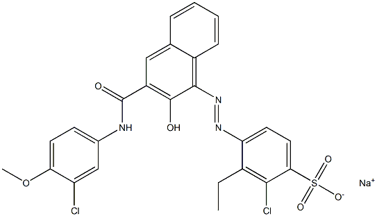 2-Chloro-3-ethyl-4-[[3-[[(3-chloro-4-methoxyphenyl)amino]carbonyl]-2-hydroxy-1-naphtyl]azo]benzenesulfonic acid sodium salt 结构式