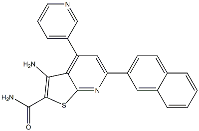 3-Amino-4-(3-pyridinyl)-6-(2-naphtyl)thieno[2,3-b]pyridine-2-carboxamide 结构式