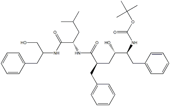 (2S)-2-[[(2R,4S,5S)-5-(tert-Butoxycarbonylamino)-2-benzyl-4-hydroxy-6-phenylhexanoyl]amino]-N-(1-hydroxymethyl-2-phenylethyl)-4-methylpentanamide 结构式