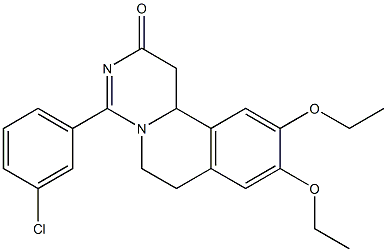 9,10-Diethoxy-4-(3-chlorophenyl)-1,6,7,11b-tetrahydro-2H-pyrimido[6,1-a]isoquinolin-2-one 结构式