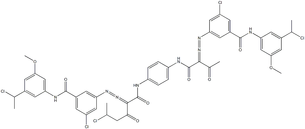 3,3'-[2-(1-Chloroethyl)-1,4-phenylenebis[iminocarbonyl(acetylmethylene)azo]]bis[N-[3-(1-chloroethyl)-5-methoxyphenyl]-5-chlorobenzamide] 结构式