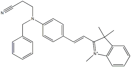 2-[2-[4-[(2-Cyanoethyl)(phenylmethyl)amino]phenyl]ethenyl]-1,3,3-trimethyl-3H-indolium 结构式