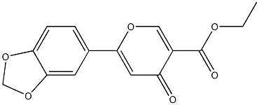 6-(1,3-Benzodioxol-5-yl)-4-oxo-4H-pyran-3-carboxylic acid ethyl ester 结构式