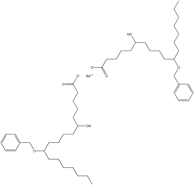Bis(11-benzyloxy-6-hydroxystearic acid)barium salt 结构式
