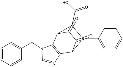 1-Benzyl-4,5,6,7-tetrahydro-5-phenyloxalyl-1H-imidazo[4,5-c]pyridine-6-carboxylic acid 结构式