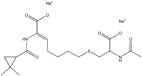 (Z)-7-[[2-Acetylamino-2-(hydroxycarbonyl)ethyl]thio]-2-[(2,2-dimethylcyclopropyl)carbonylamino]-2-heptenoic acid sodium salt 结构式