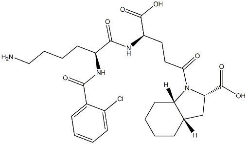 (2S,3aS,7aS)-Octahydro-1-[(4R)-4-[[(2S)-6-amino-2-[2-chlorobenzoylamino]hexanoyl]amino]-4-carboxybutyryl]-1H-indole-2-carboxylic acid 结构式