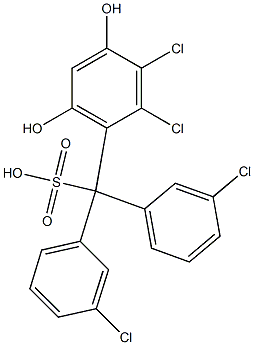 (2,3-Dichloro-4,6-dihydroxyphenyl)bis(3-chlorophenyl)methanesulfonic acid 结构式