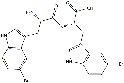 (2S)-3-(5-Bromo-1H-indol-3-yl)-2-[[(2S)-3-(5-bromo-1H-indol-3-yl)-2-aminopropionyl]amino]propionic acid 结构式
