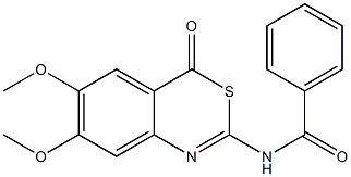 2-Benzoylamino-6,7-dimethoxy-4H-3,1-benzothiazin-4-one 结构式