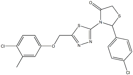 3,5-Dihydro-3-[5-[(4-chloro-3-methylphenoxy)methyl]-1,3,4-thiadiazol-2-yl]-2-[4-chlorophenyl]thiazol-4(2H)-one 结构式