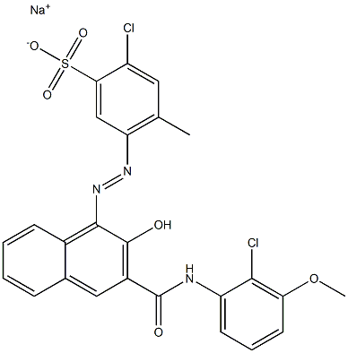 2-Chloro-4-methyl-5-[[3-[[(2-chloro-3-methoxyphenyl)amino]carbonyl]-2-hydroxy-1-naphtyl]azo]benzenesulfonic acid sodium salt 结构式