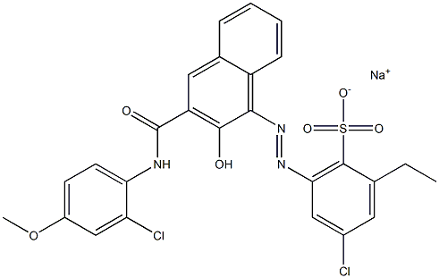 4-Chloro-2-ethyl-6-[[3-[[(2-chloro-4-methoxyphenyl)amino]carbonyl]-2-hydroxy-1-naphtyl]azo]benzenesulfonic acid sodium salt 结构式