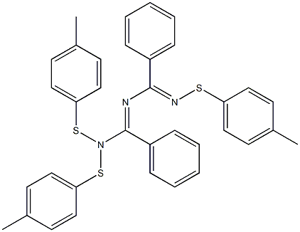 1,1,5-Tris[(4-methylphenyl)thio]-2,4-diphenyl-1,3,5-triaza-2,4-pentadiene 结构式