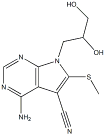 4-Amino-6-methylthio-7-(2,3-dihydroxypropyl)-7H-pyrrolo[2,3-d]pyrimidine-5-carbonitrile 结构式