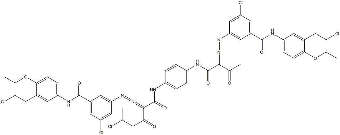 3,3'-[2-(1-Chloroethyl)-1,4-phenylenebis[iminocarbonyl(acetylmethylene)azo]]bis[N-[3-(2-chloroethyl)-4-ethoxyphenyl]-5-chlorobenzamide] 结构式