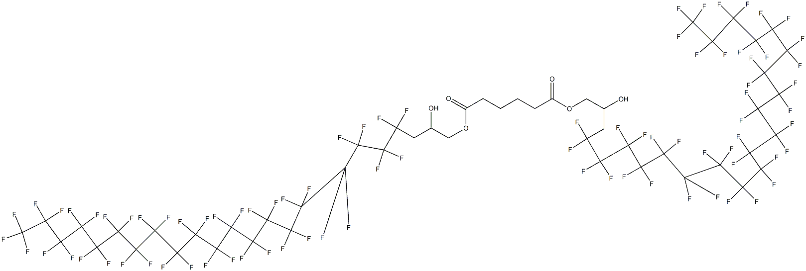 Adipic acid bis(4,4,5,5,6,6,7,7,8,8,9,9,10,10,11,11,12,12,13,13,14,14,15,15,16,16,17,17,18,18,19,19,20,20,21,21,22,22,23,23,23-hentetracontafluoro-2-hydroxytricosyl) ester 结构式