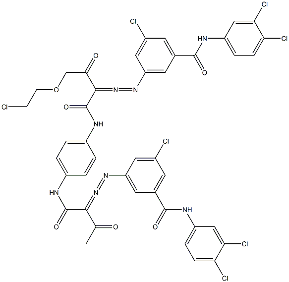 3,3'-[2-[(2-Chloroethyl)oxy]-1,4-phenylenebis[iminocarbonyl(acetylmethylene)azo]]bis[N-(3,4-dichlorophenyl)-5-chlorobenzamide] 结构式