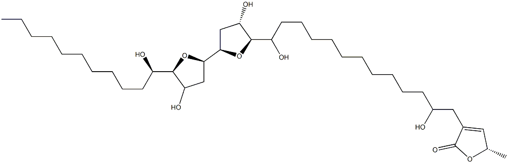 (2R,2'R,5R,5'R)-Octahydro-5-[(1R)-13-[[(S)-2,5-dihydro-5-methyl-2-oxofuran]-3-yl]-1,12-dihydroxytridecyl]-5'-[(S)-1-hydroxyundecyl]-2,2'-bifuran-4-ol 结构式